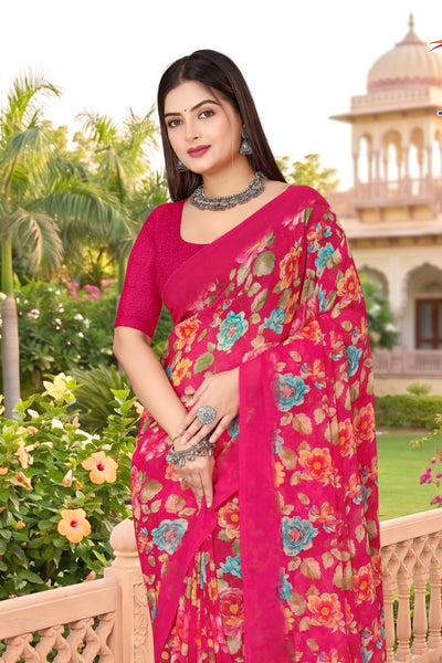 2205 Very Heavy Georgette Flower Print Saree