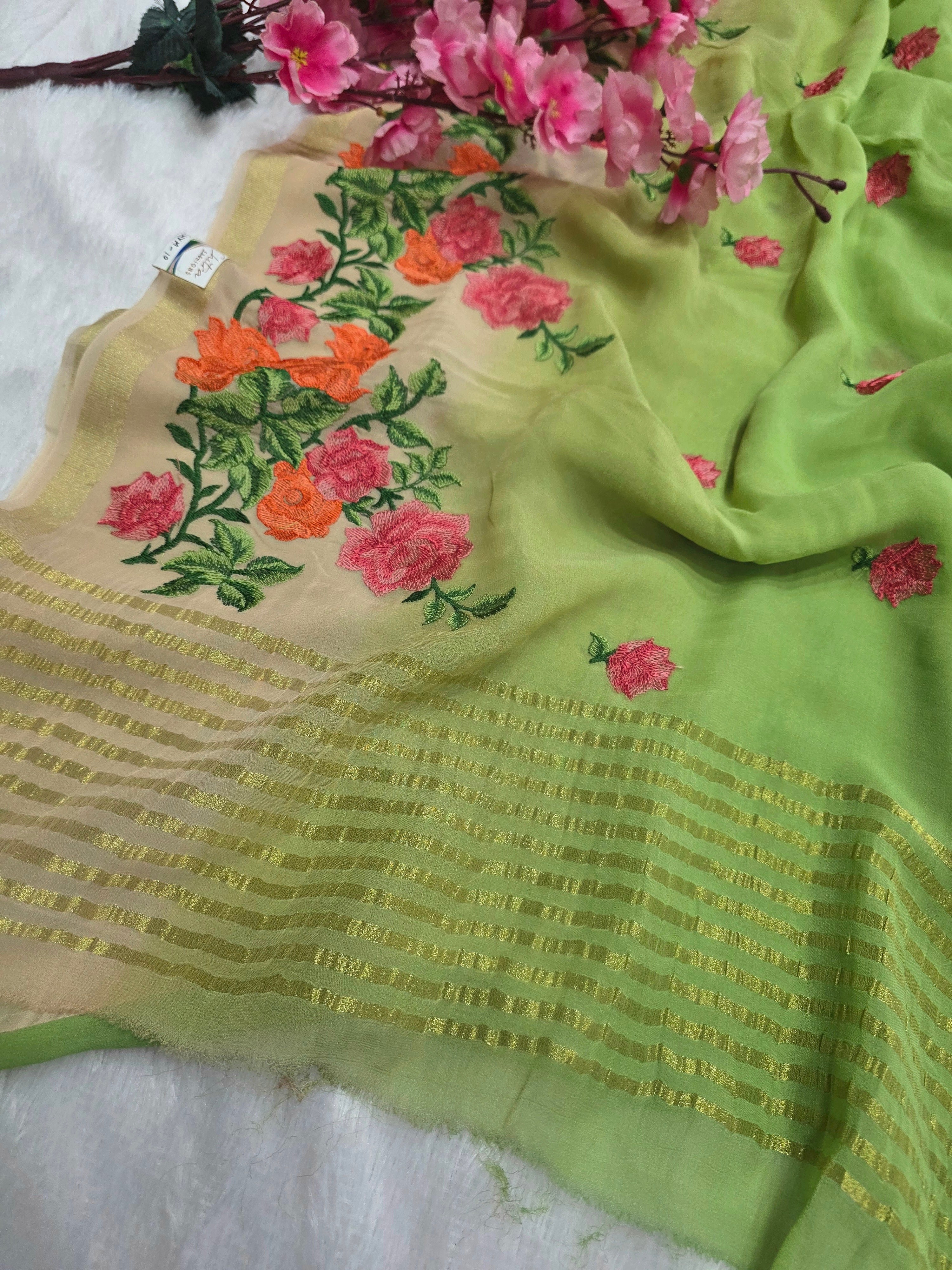 C78003 Exclusive Fancy Pure Georgette Saree with Embroidery (726001)