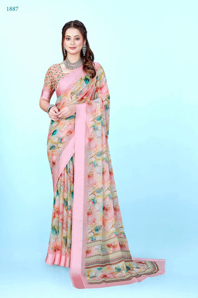 626009 हैवी जॉर्जेट डिजिटल प्रिंट साड़ी