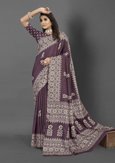 911007 Very Soft and Premium Looking Semi Dola Silk Batik Print Saree - Magenta