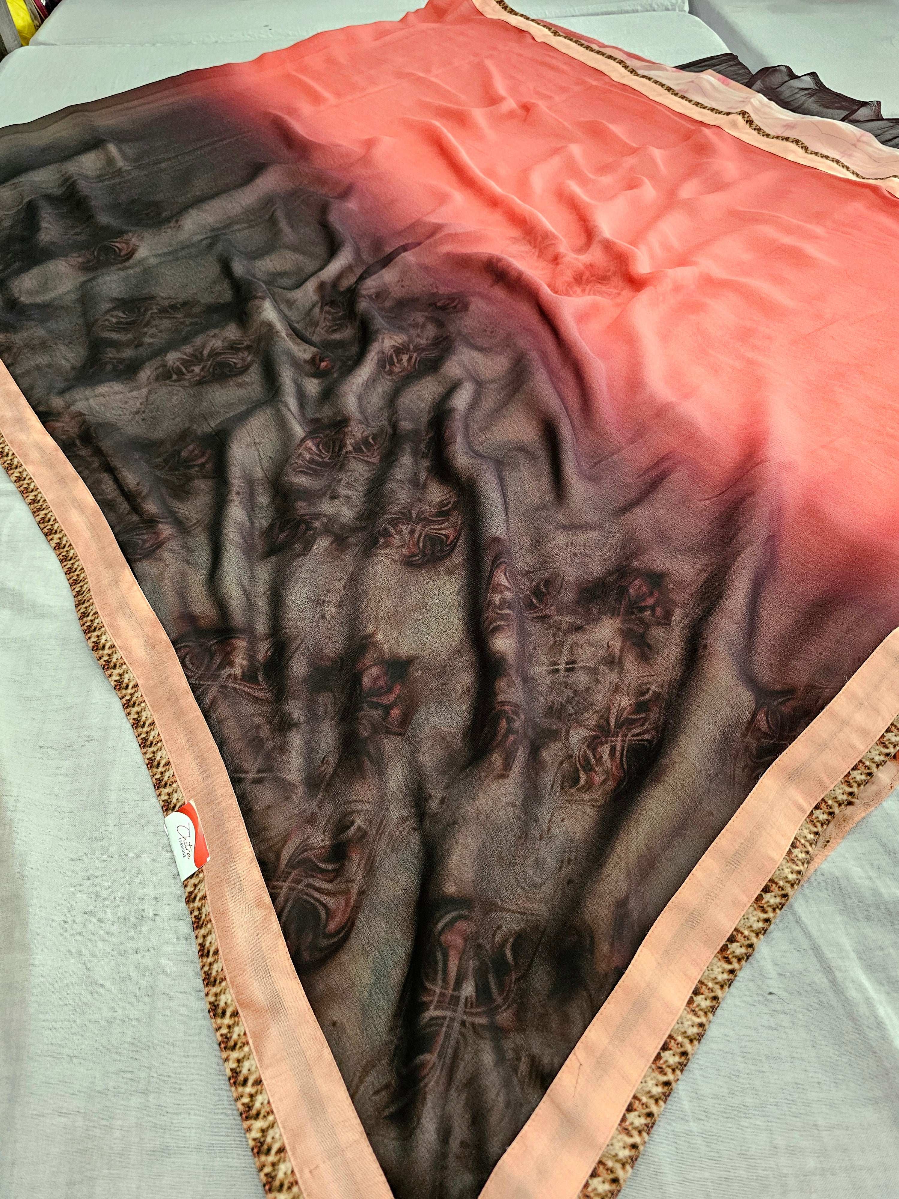 599004 Flower Print Heavy Georgette Branded Saree 467003