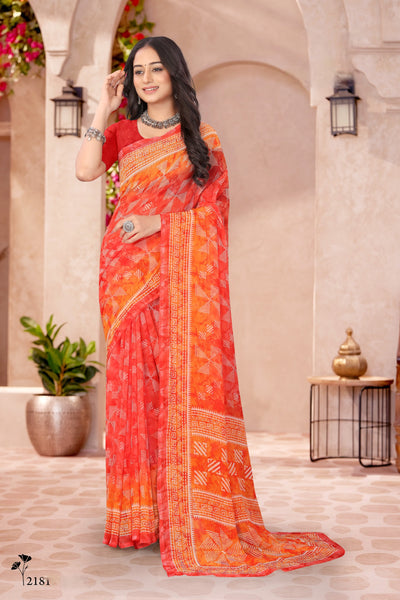 2181 Very Heavy Georgette Flower Print Saree