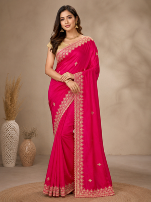 CA0743 Designer Pure H.O. Silk Traditional Rajasthani Saree with Pitta Zari Work Rani Saree