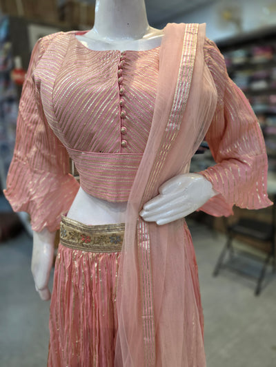 934001 Pure Chinon Silk Lehenga with Gotapatti Work and Stitched Blouse