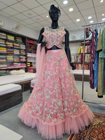 9340 Designer Lehenga with Sequence Work and Stylish Stitched Blouse With Net Dupatta