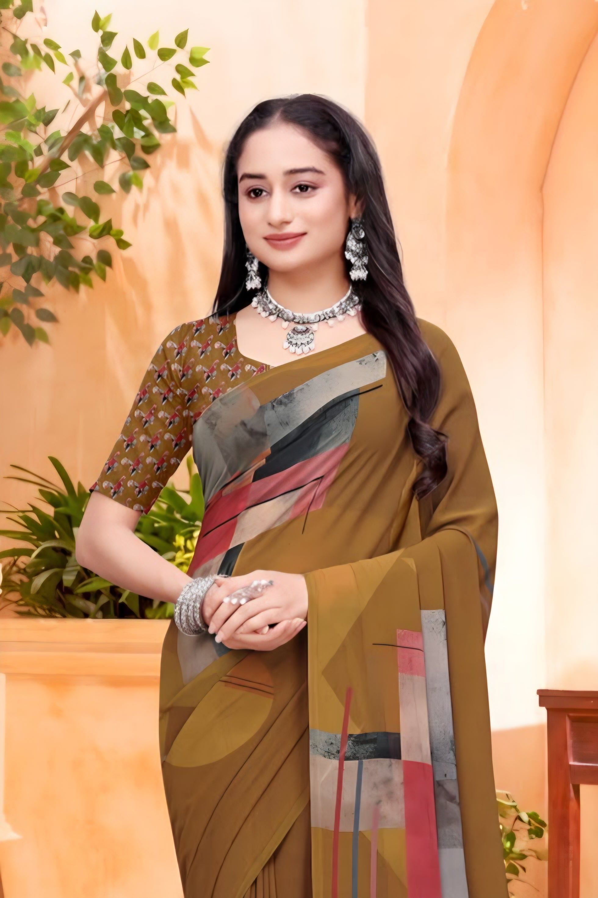 2358 Very Soft Georgette Flower Print Saree