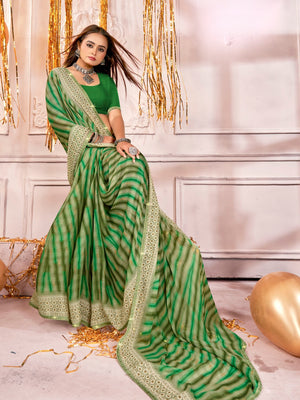 920004 Very Soft Crepe Silk Printed Saree - Green