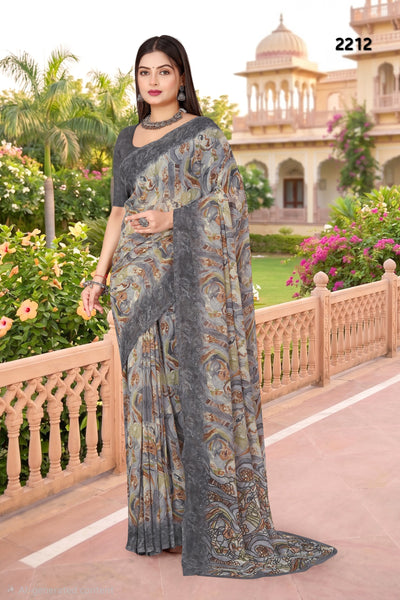 2212 Very Heavy Georgette Flower Print Saree