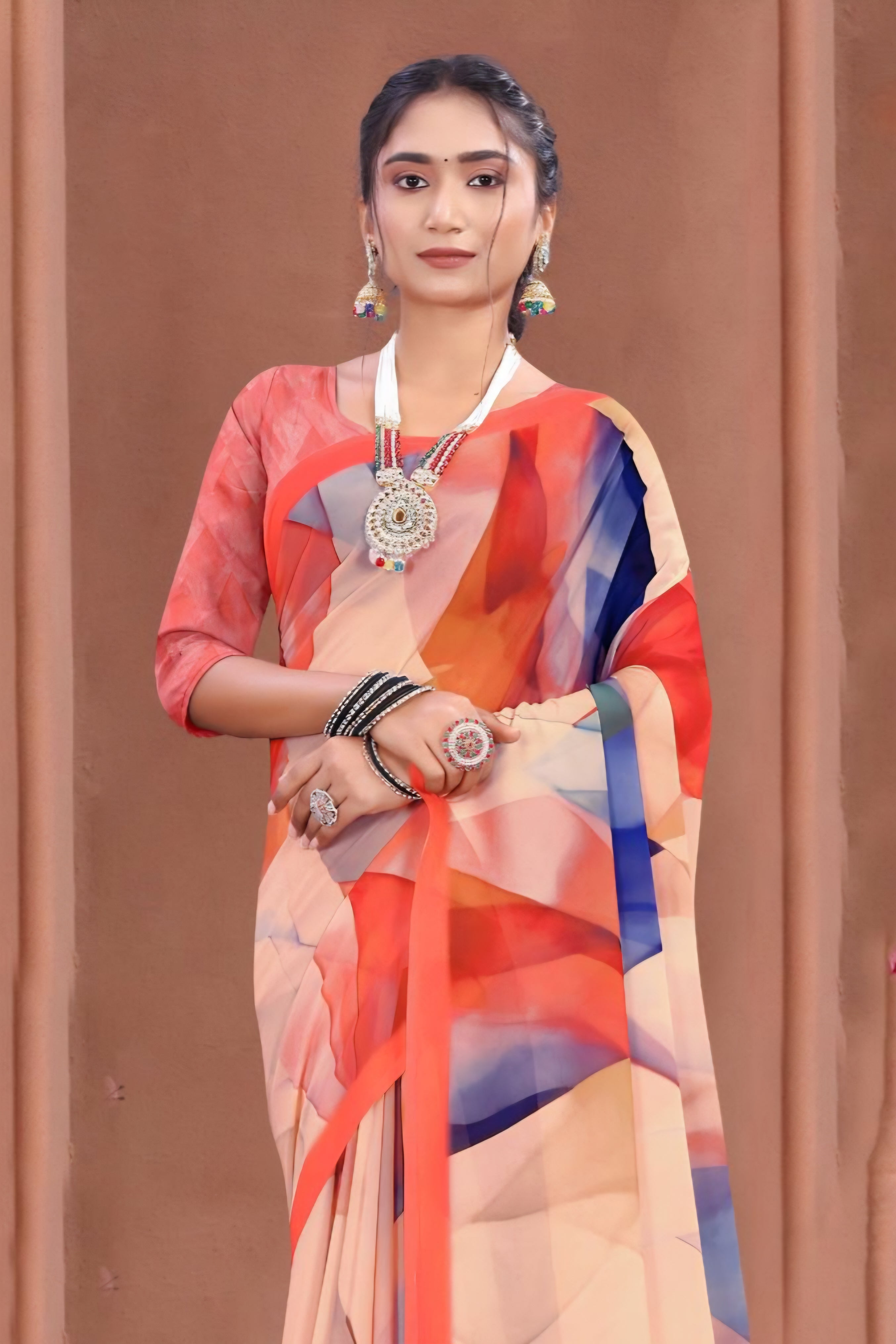 102910 Chitra Special Digital Print Georgette Crepe Saree