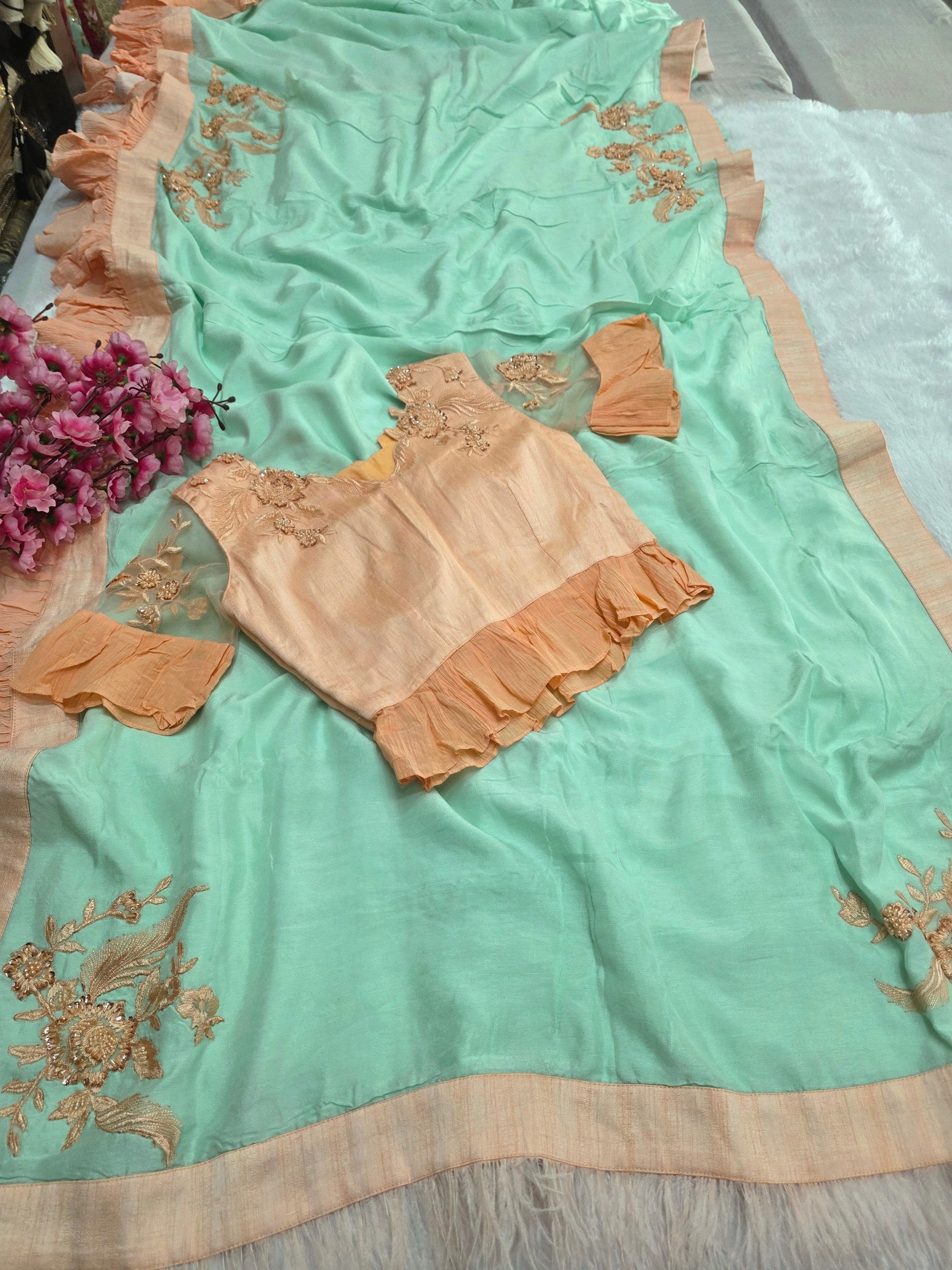 870010 Beautiful Designer Stylish Saree with Stitched Blouse 784007