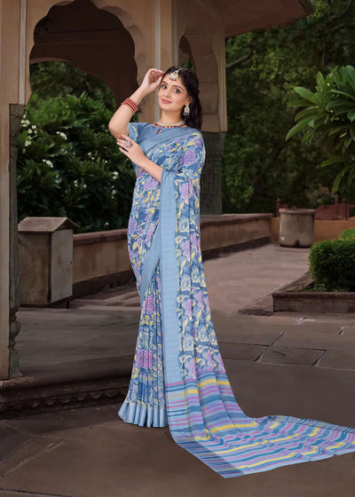 626009 हैवी जॉर्जेट डिजिटल प्रिंट साड़ी