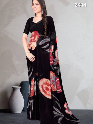 2414 Very Soft Georgette Flower Print Saree