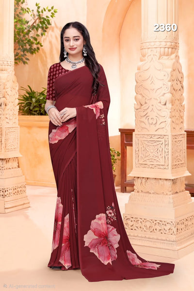 2360 Very Soft Georgette Flower Print Saree