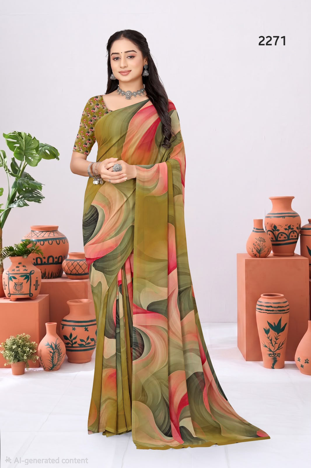 2271 Very Soft Georgette Flower Print Saree