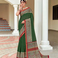 920002 Very Soft and Premium Looking Cotton Saree with Zari Border - Green