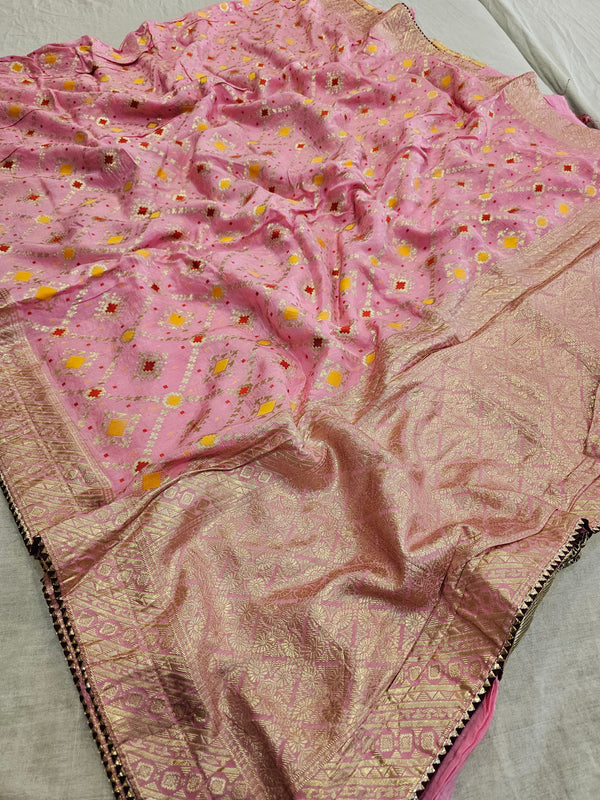 697003 Dola Silk Patola Weaving Saree - Pink