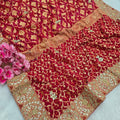 9614 Exclusive Pure Georgette Hand Rai Bandhani Saree With Premium Gotapatti Work