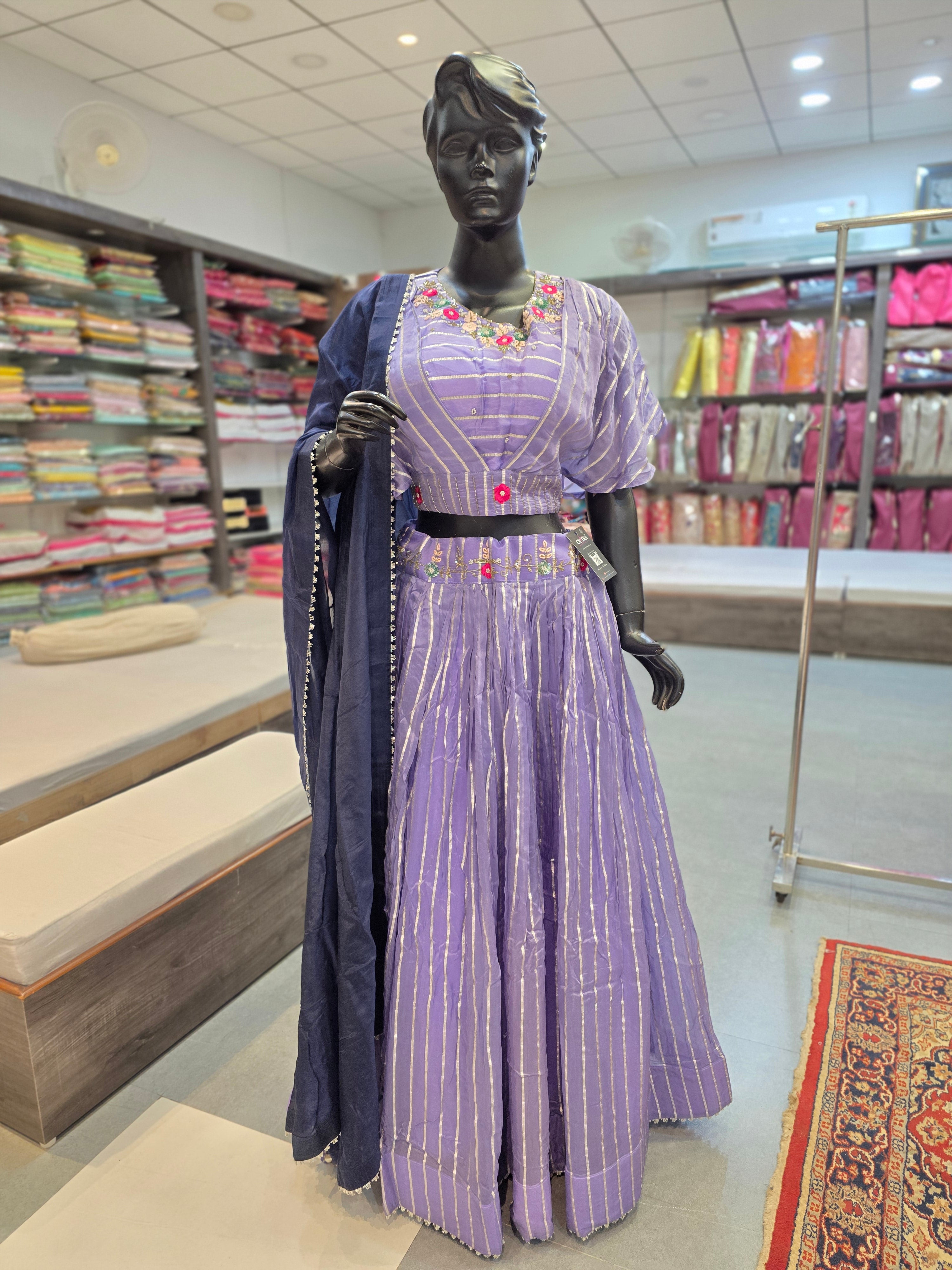 934003 Crepe Silk Lehenga with Cutdana Work and Stylish Stitched Blouse With Crepe Silk Dupatta