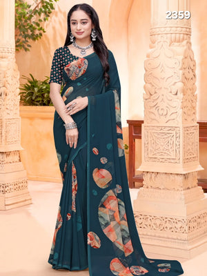 2359 Very Soft Georgette Flower Print Saree