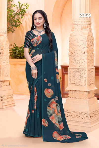 2359 Very Soft Georgette Flower Print Saree