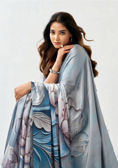 101301 Bollywood Style Digital Print Soft Italian Crepe Silk Saree