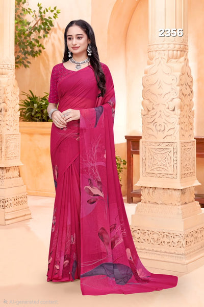 2356 Very Soft Georgette Flower Print Saree