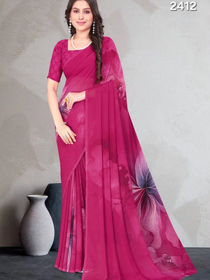 2412 Very Soft Georgette Flower Print Saree