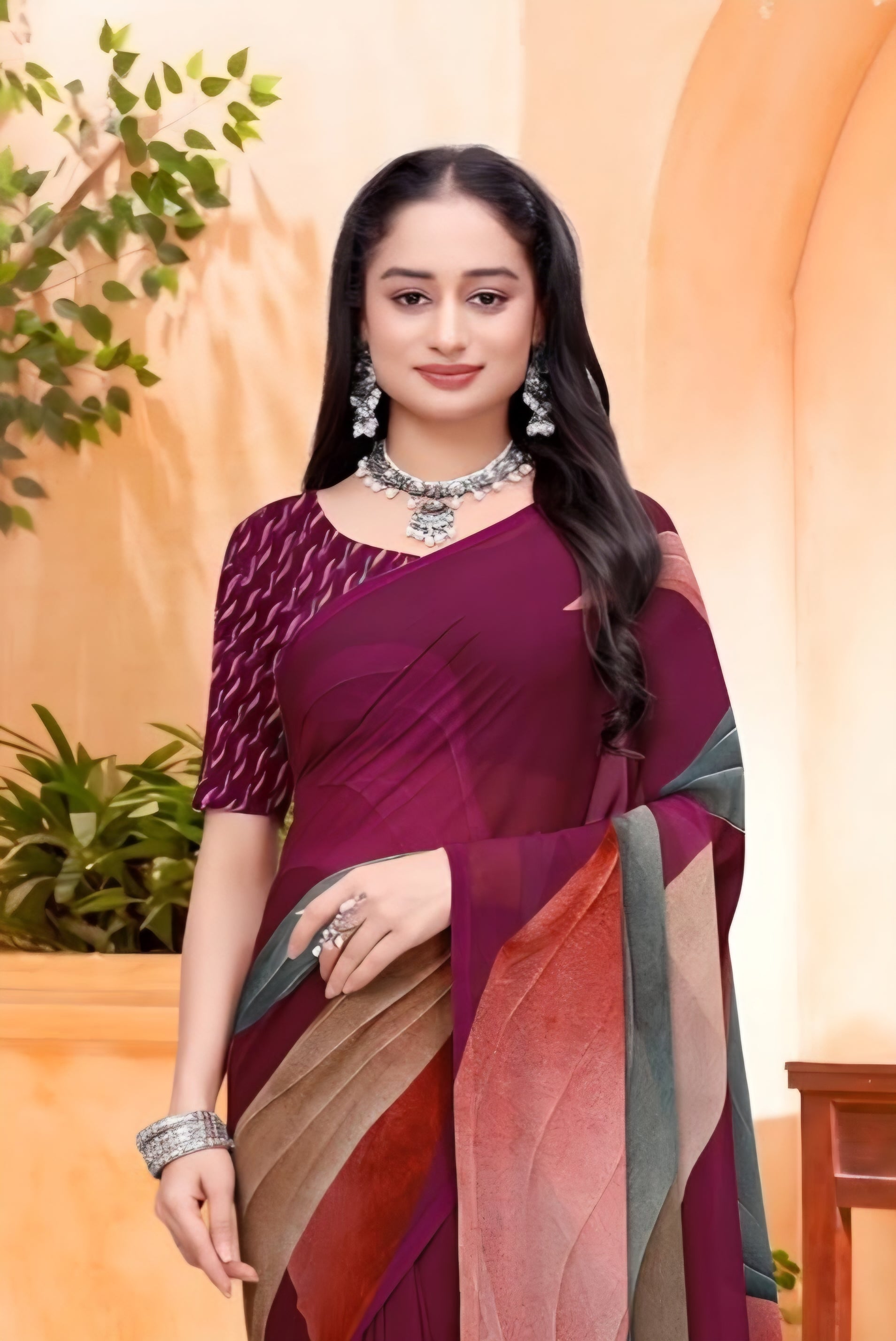 2363 Very Soft Georgette Flower Print Saree