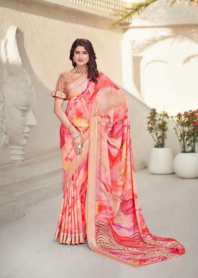 626009 हैवी जॉर्जेट डिजिटल प्रिंट साड़ी