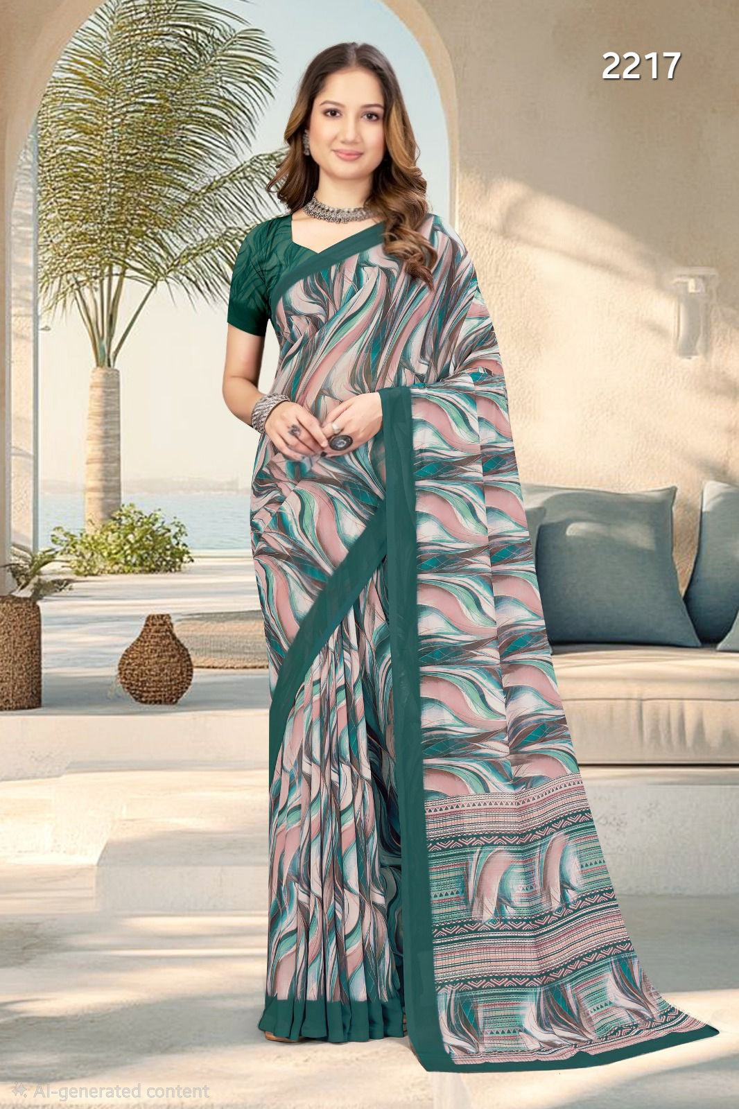 2217 Chitra Special Digital Print Georgette Crepe Saree