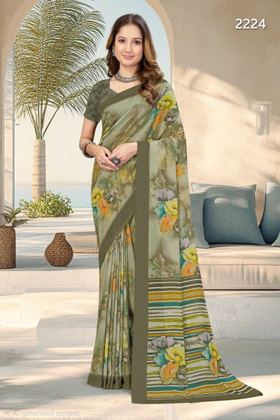 2224 Chitra Special Digital Print Georgette Crepe Saree