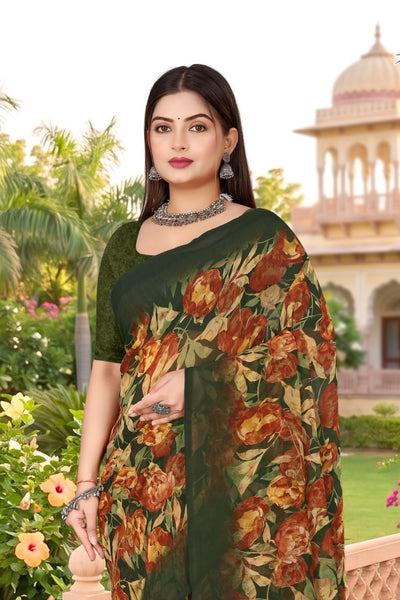 2206 Very Heavy Georgette Flower Print Saree