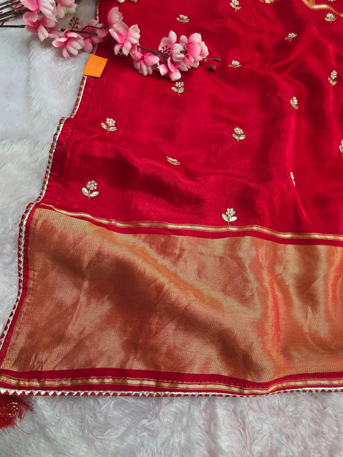 5280 Pure Upada Silk Saree with Ghatchola With Handwork - Red