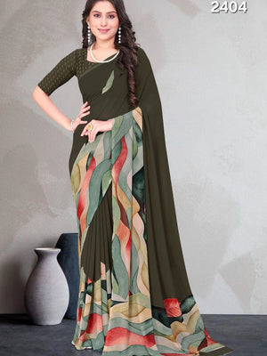 2404 Very Soft Georgette Flower Print Saree