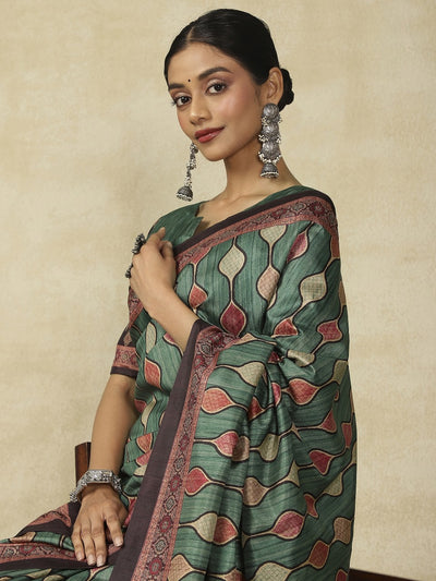 970004 Traditional Ajrakh Print Kozy Silk Light Weight Saree