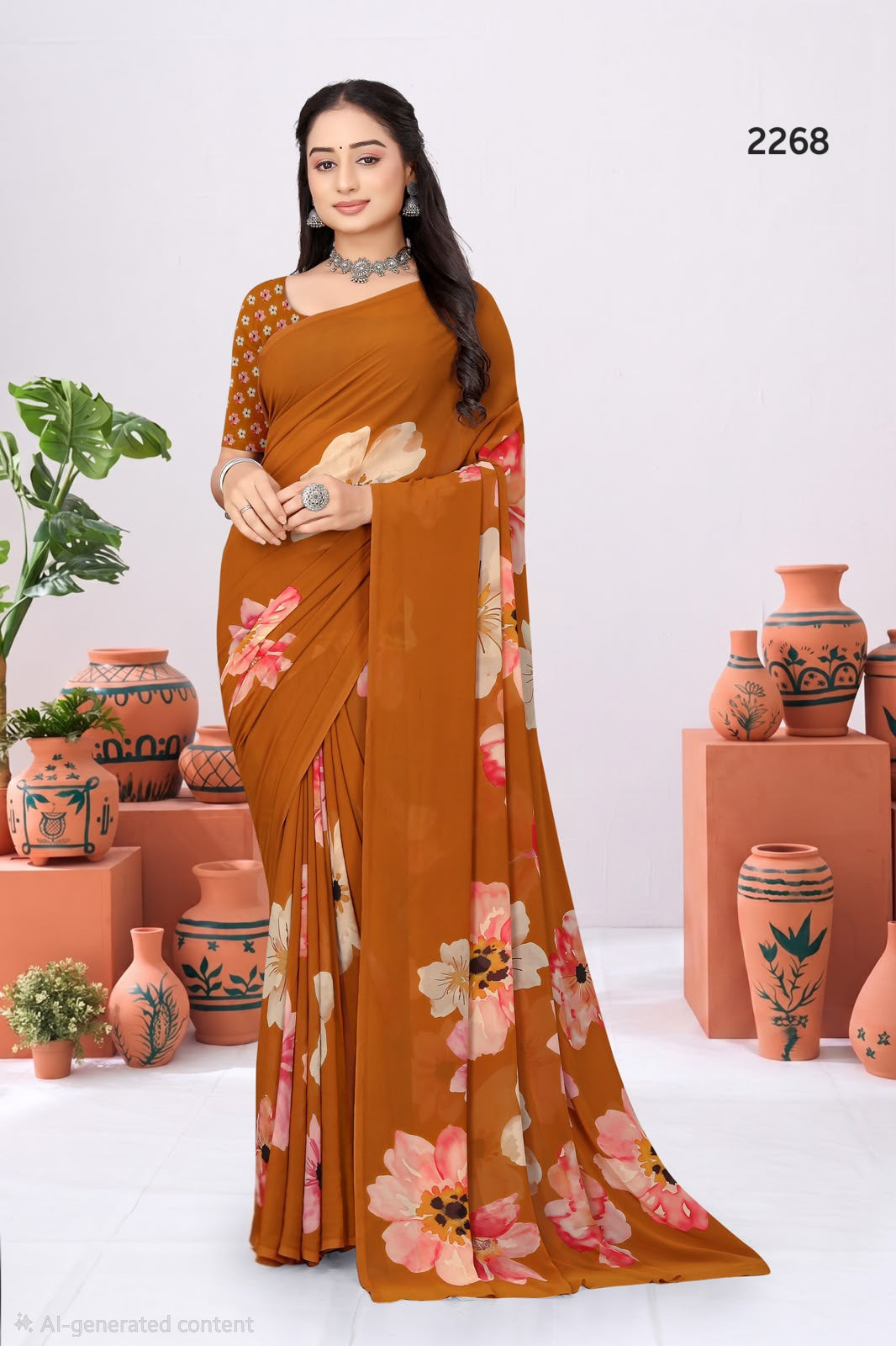 2268 Very Soft Georgette Flower Print Saree