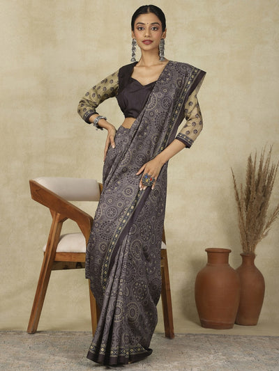 970002 Traditional Ajrakh Print Kozy Silk Light Weight Saree