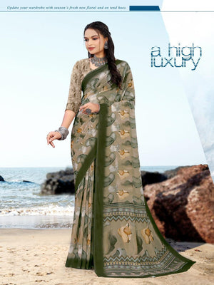 993004 Premium Digital Printed Georgette Crepe Saree