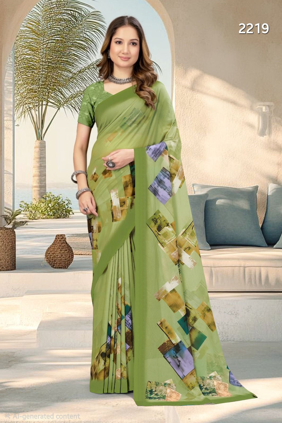 2219 Chitra Special Digital Print Georgette Crepe Saree