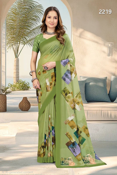 2219 Chitra Special Digital Print Georgette Crepe Saree