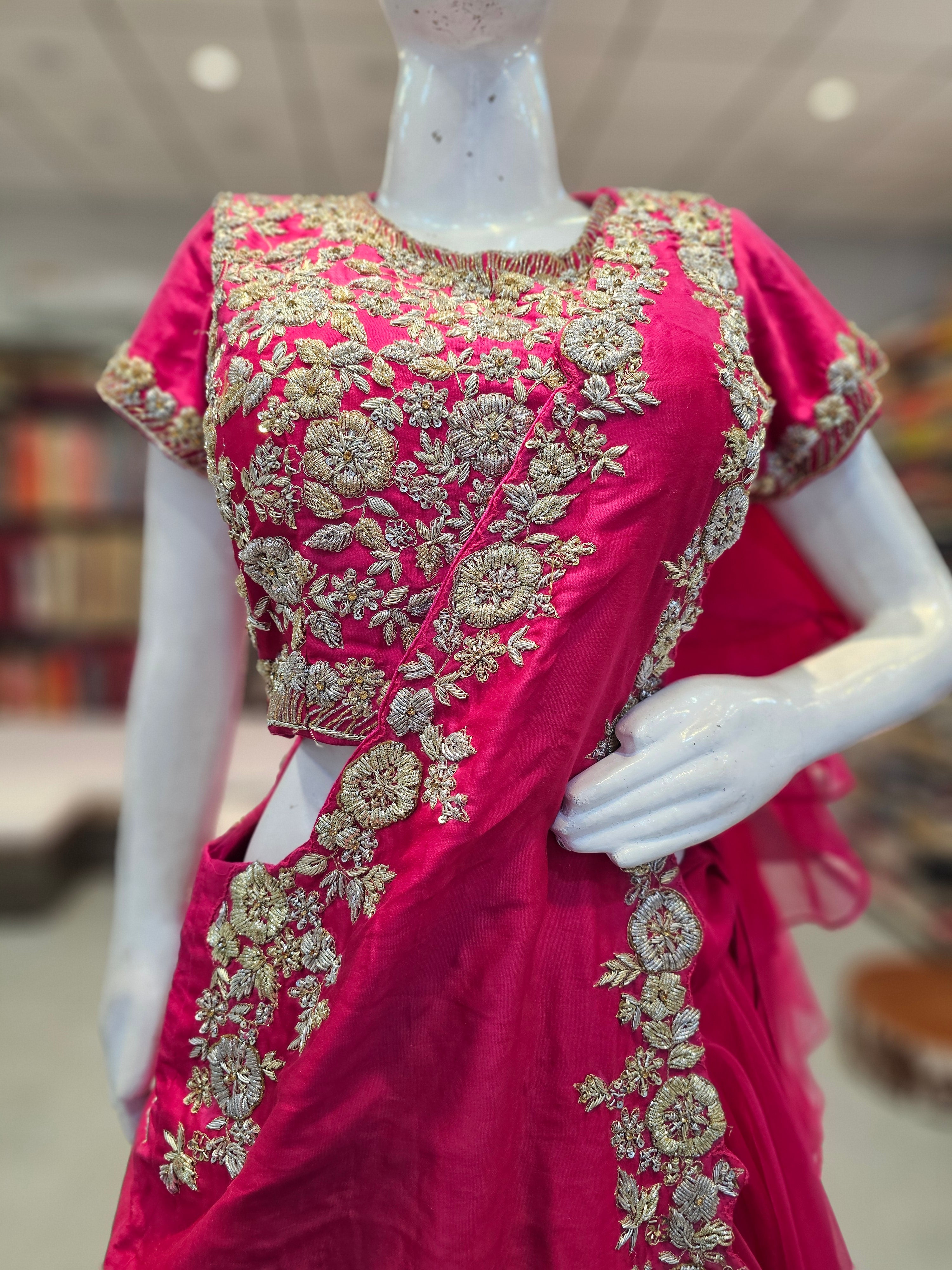 8979 Premium Organza Lehanga Dress with Heavy Blouse and Ready To Wear Stylish Dupatta