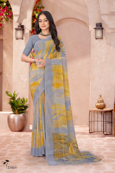 2185 Very Heavy Georgette Flower Print Saree