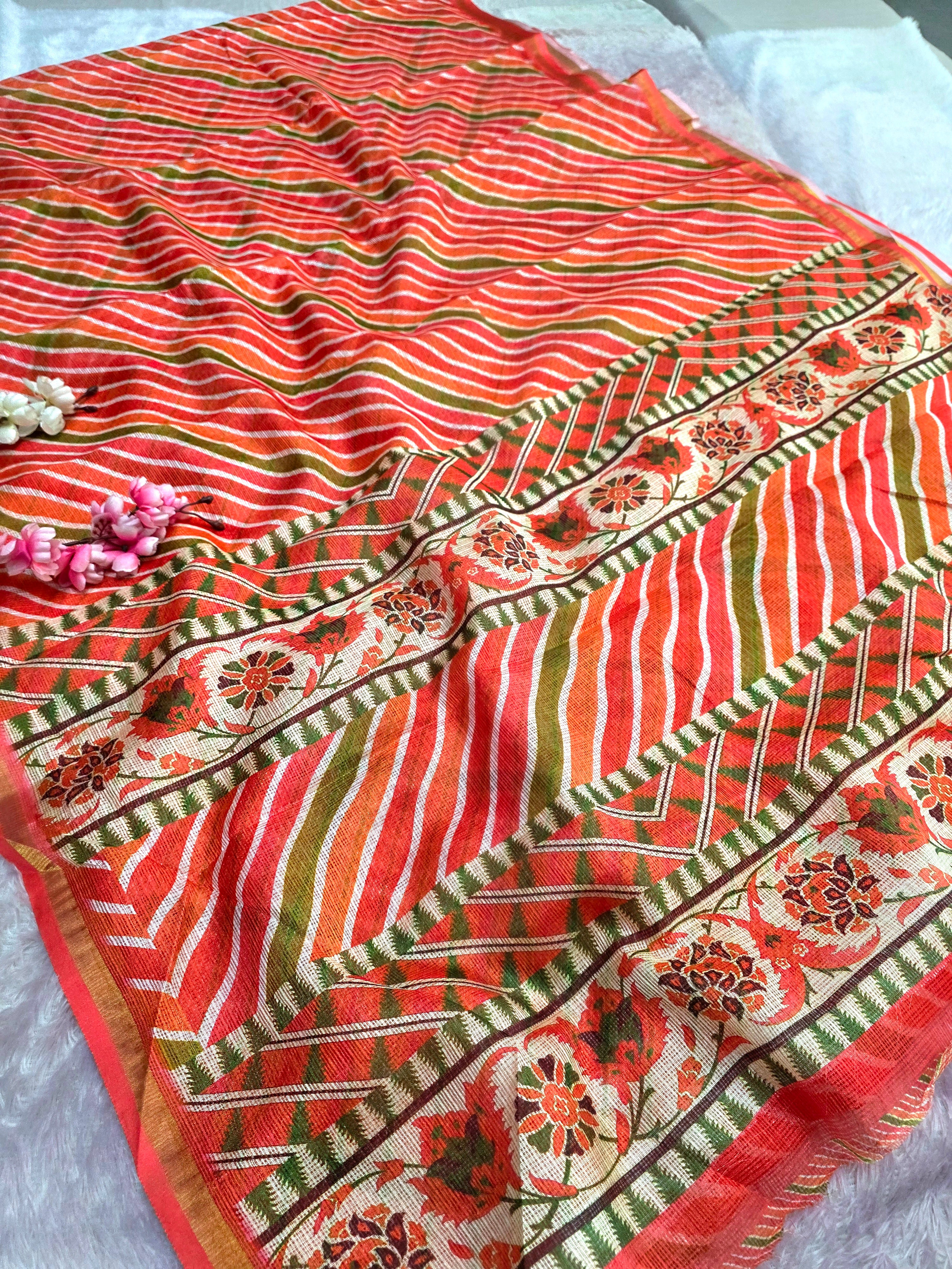 CA0828 Very Light Weight Kota Doria Silk Lehriya Saree