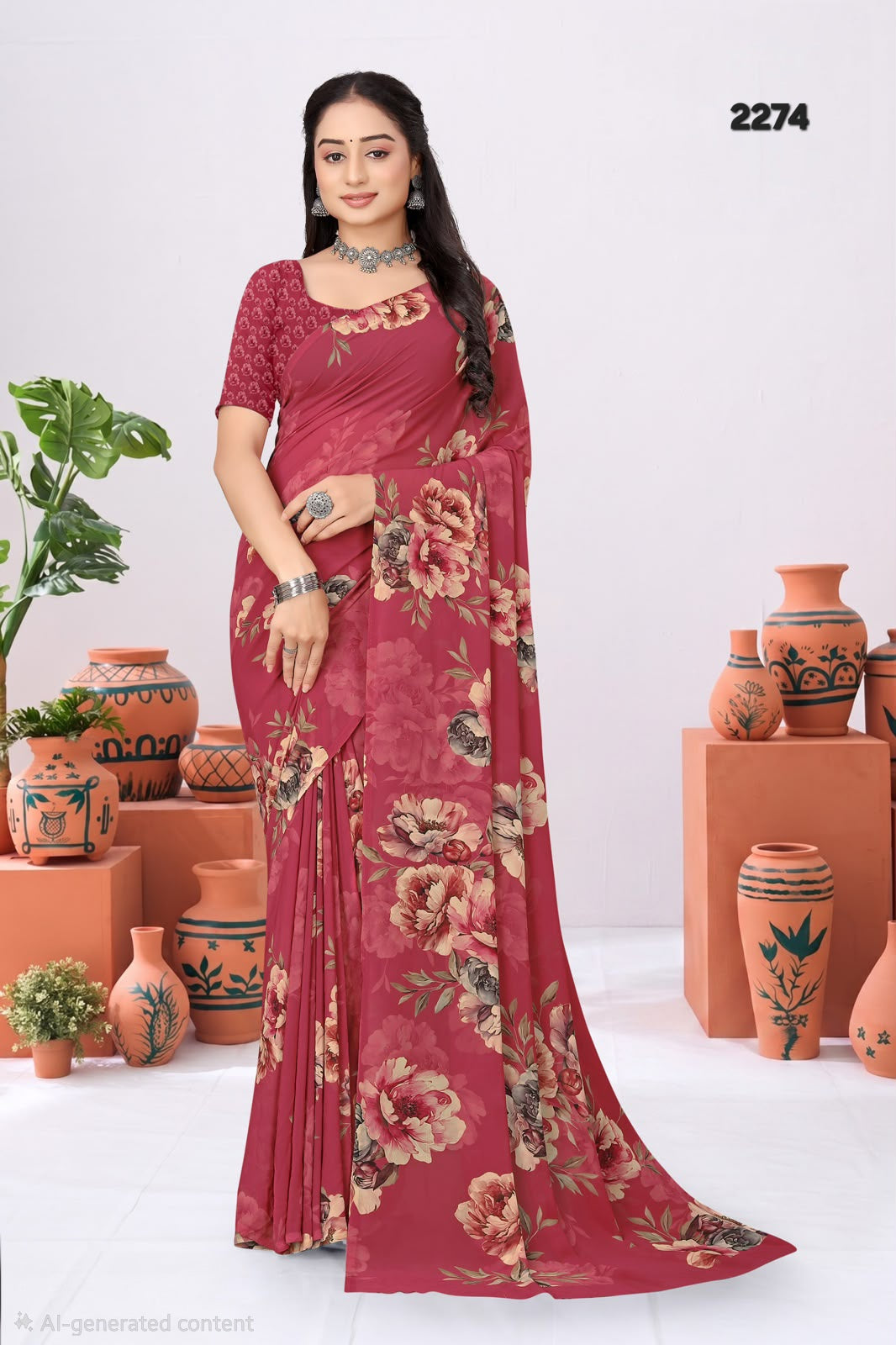2274 Very Soft Georgette Flower Print Saree