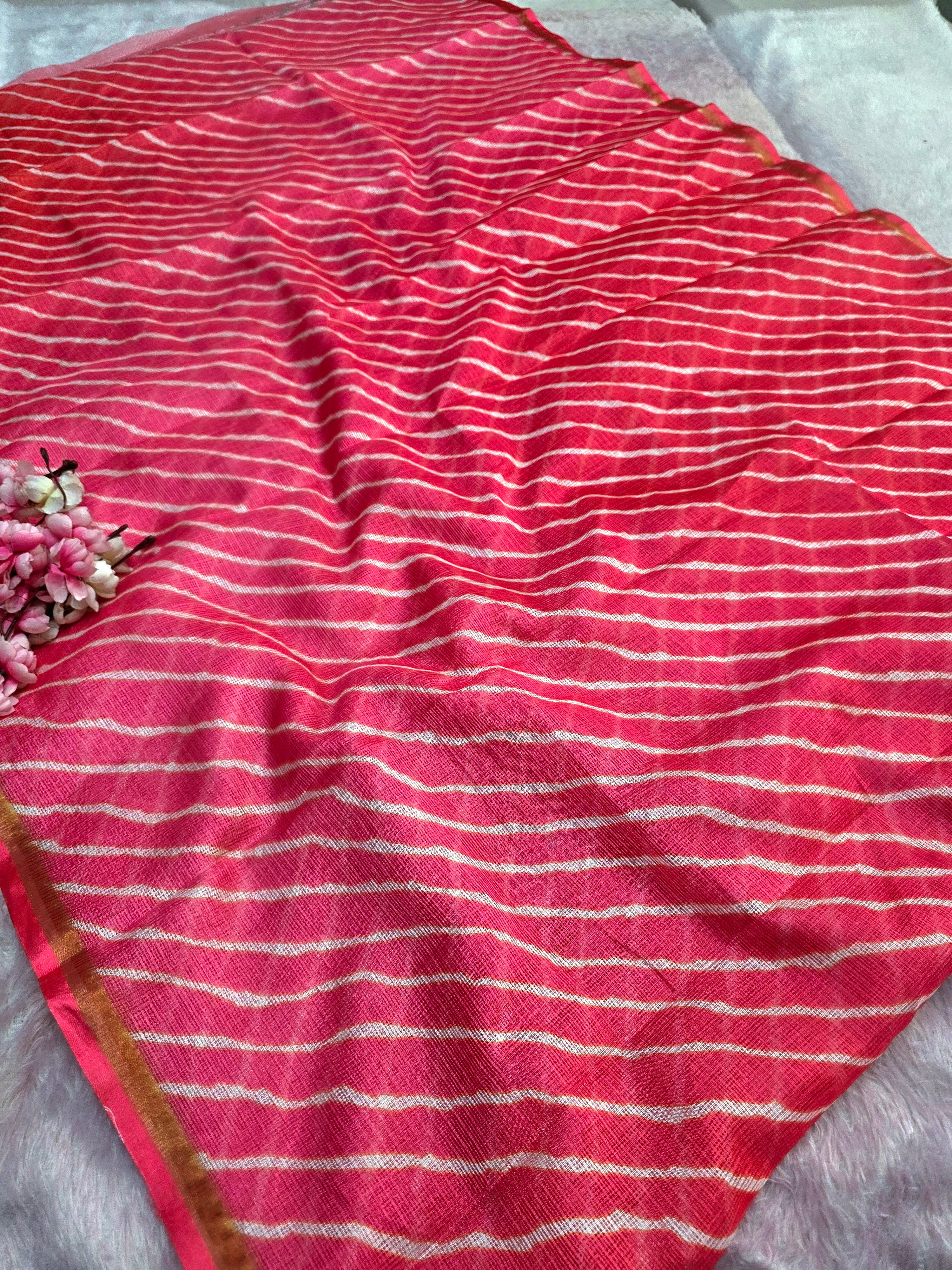 CA0829 Very Light Weight Shaded Kota Doria Silk Lehriya Saree