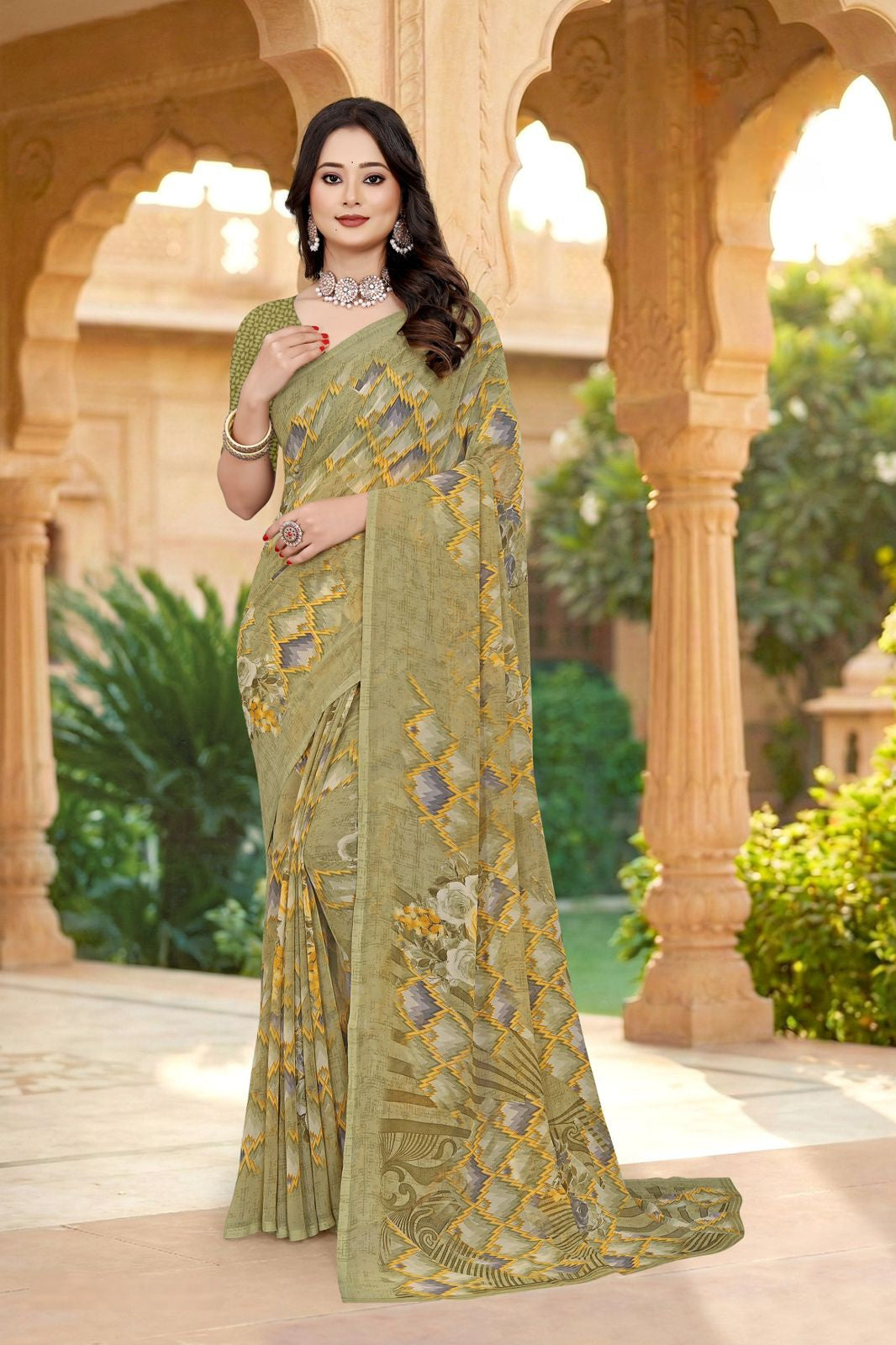 101910 Very Soft Heavy Georgette Flower Print Saree