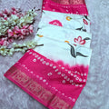 992003 Exclusive Bandhani with Flower Print Dola Silk Saree with Zari Weaving Border