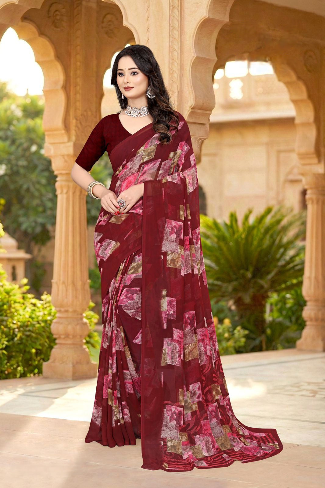 101912 Very Soft Heavy Georgette Flower Print Saree