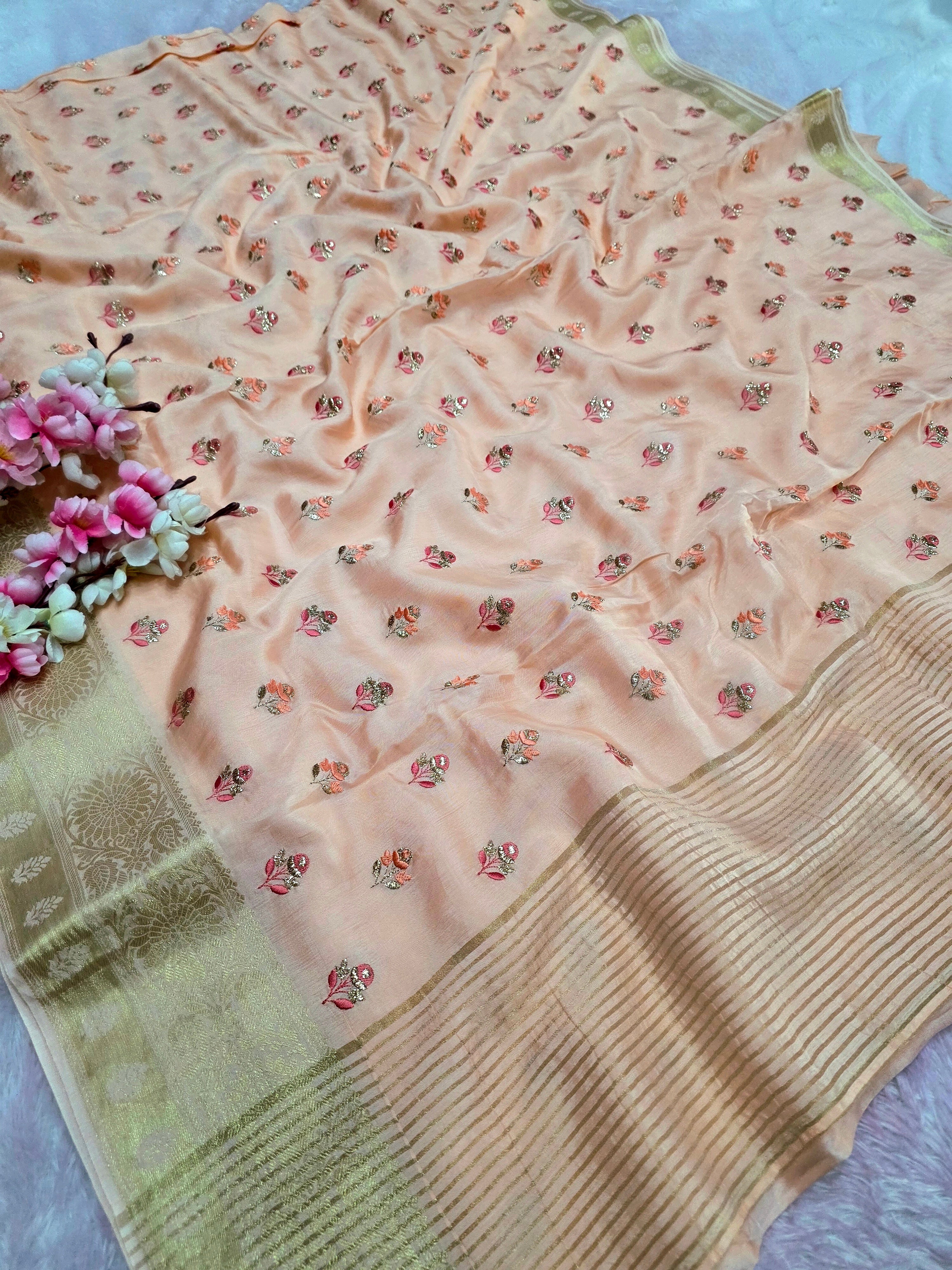 8044 Designer Party Wear Art Silk Fancy Saree with Embroidery Work