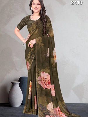 2410 Very Soft Georgette Flower Print Saree